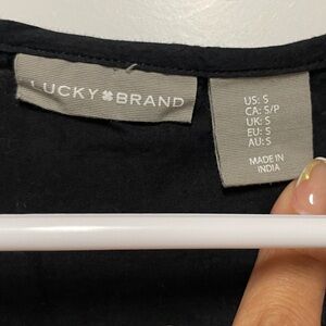 Lucky Brand Black Midi Dress with White Floral Embroidery